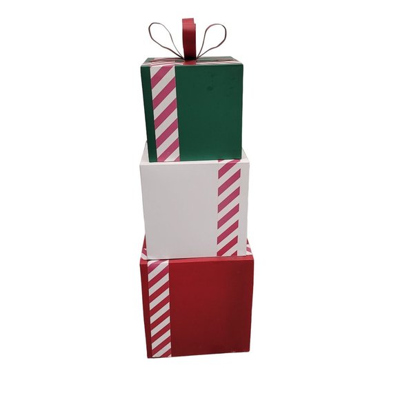 Rae Dunn 3 Tier metal Present Set Christmas decor peace love joy easy to store - Picture 4 of 13